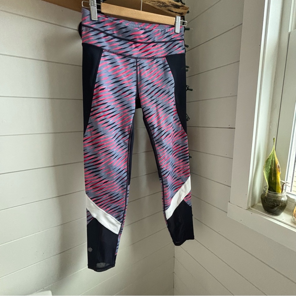 Athleta Pink and Navy Patterned Leggings